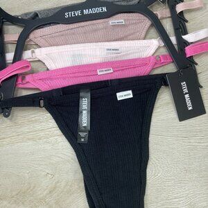 Steve Madden Women's 5-Pack Soft Ribbed Thongs - Size Medium - New with Tags